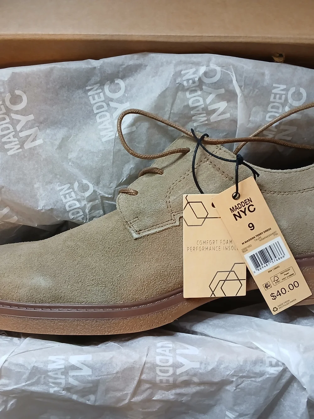 A174. Madden NYC Madden Terry Dress Men's Leather Derby Shoes US 9 NWT